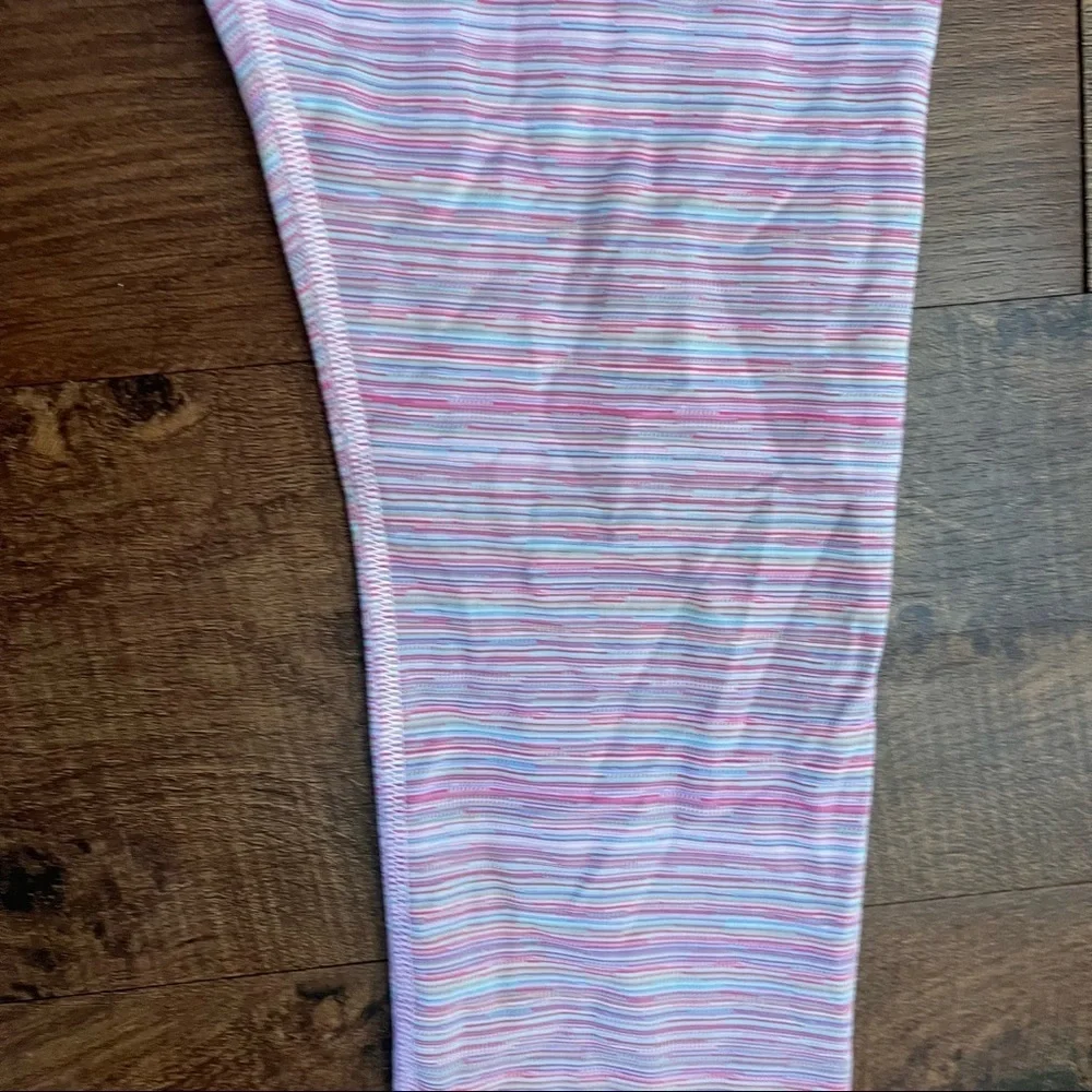 Ivivva by lululemon girls cropped leggings Sz 12 pink purple stripe multicolored